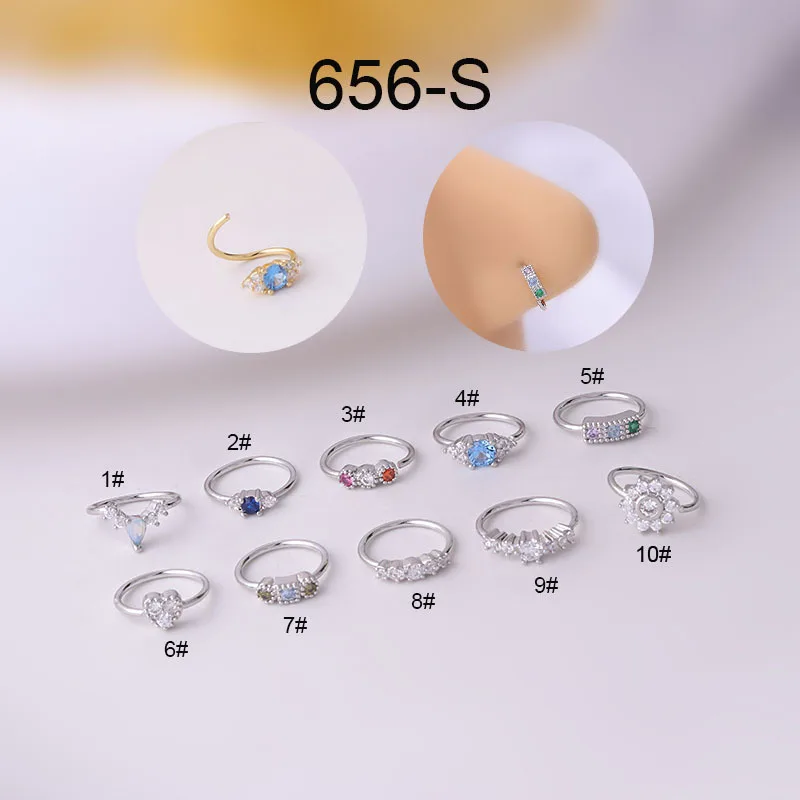 

YW New Fashion Nose Studs Piercing Stainless Steel Heart Cubic Zirconia 20G Nostril Screw Indian Nose Ring Piercing