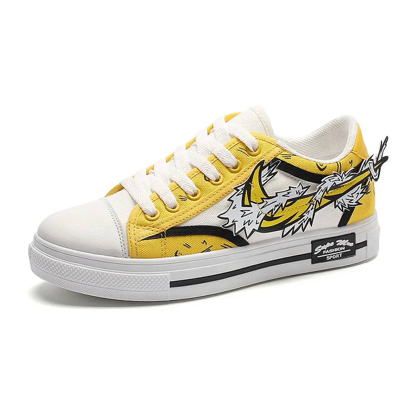 

Dropshipping Designer Men Sneakers 3D Anime Pattern Skateboard Shoes Women Couple, Yellow