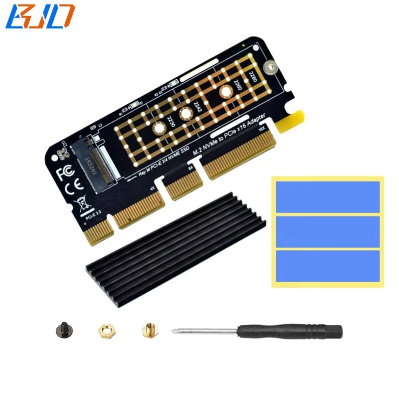 

M.2 NGFF M-Key NVME SSD Adapter to PCIe PCI-E 3.0 16X 8X 4X Converter Riser Card with Heatsink for XP941 SM951 PM951 A110