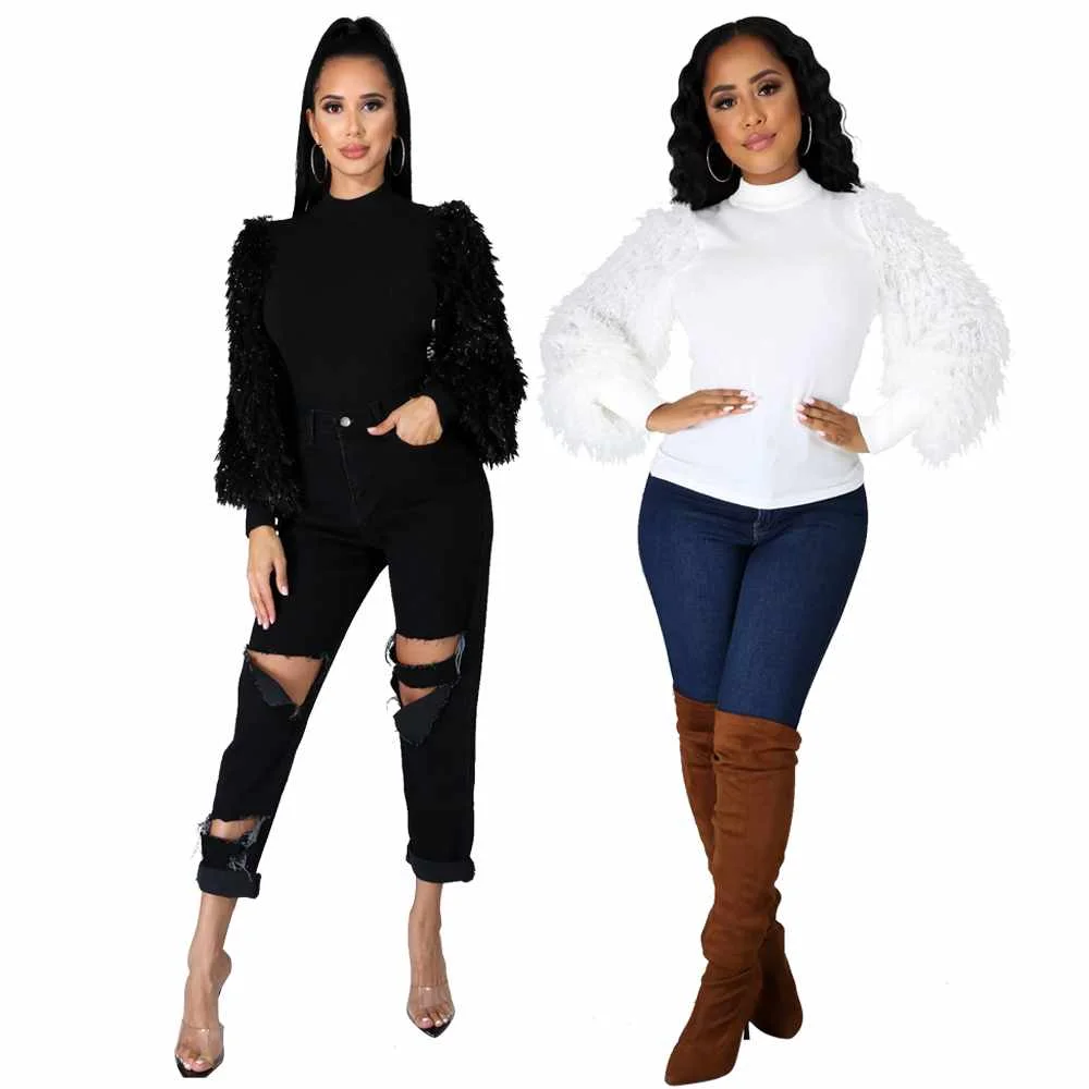 

fall new fashion hot sale women's half high neck slim plush long sleeve casual top, Grey