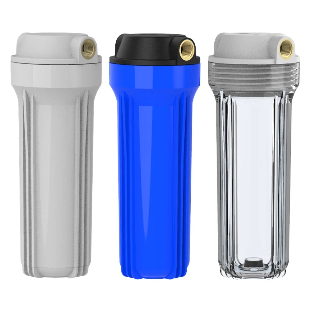 10inch Transparent White Blue Filter Housing with 1/2 Interface Filter Cartridge Housing
