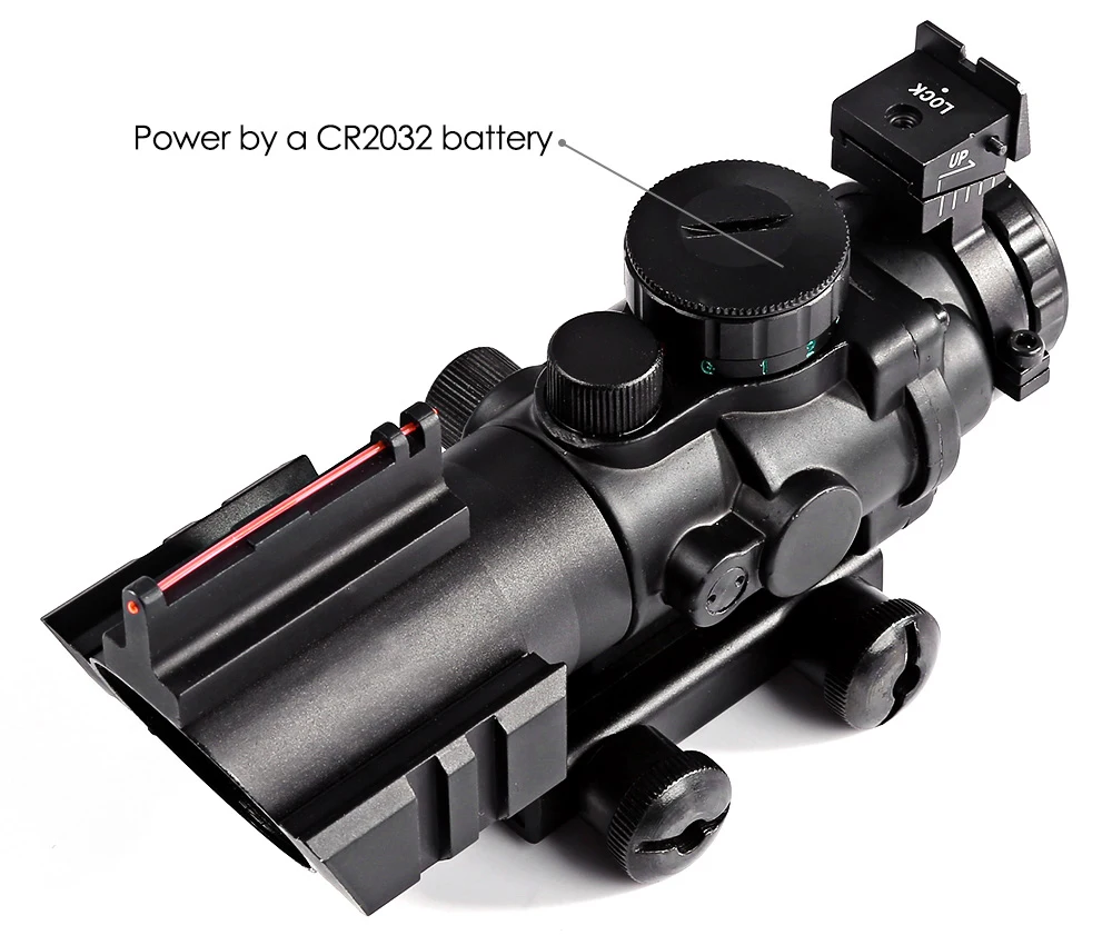 

Tactical 4x32 ACOG Fiber Optic Sight Red Green Illuminated Gun OpticsRed Dot Sight With 20mm Dovetail Rail, Black