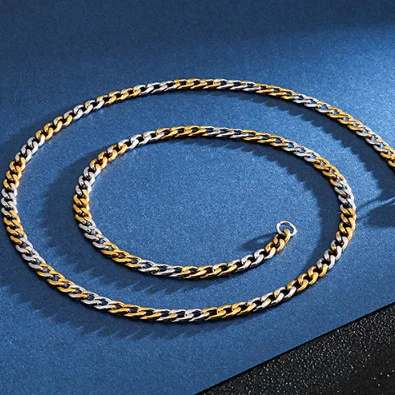 

Hip Hops Stainless Steel Punk Cuban Chain Necklace Titanium Steel Plain Miami Cuban Link Chain Necklace For Male Gift