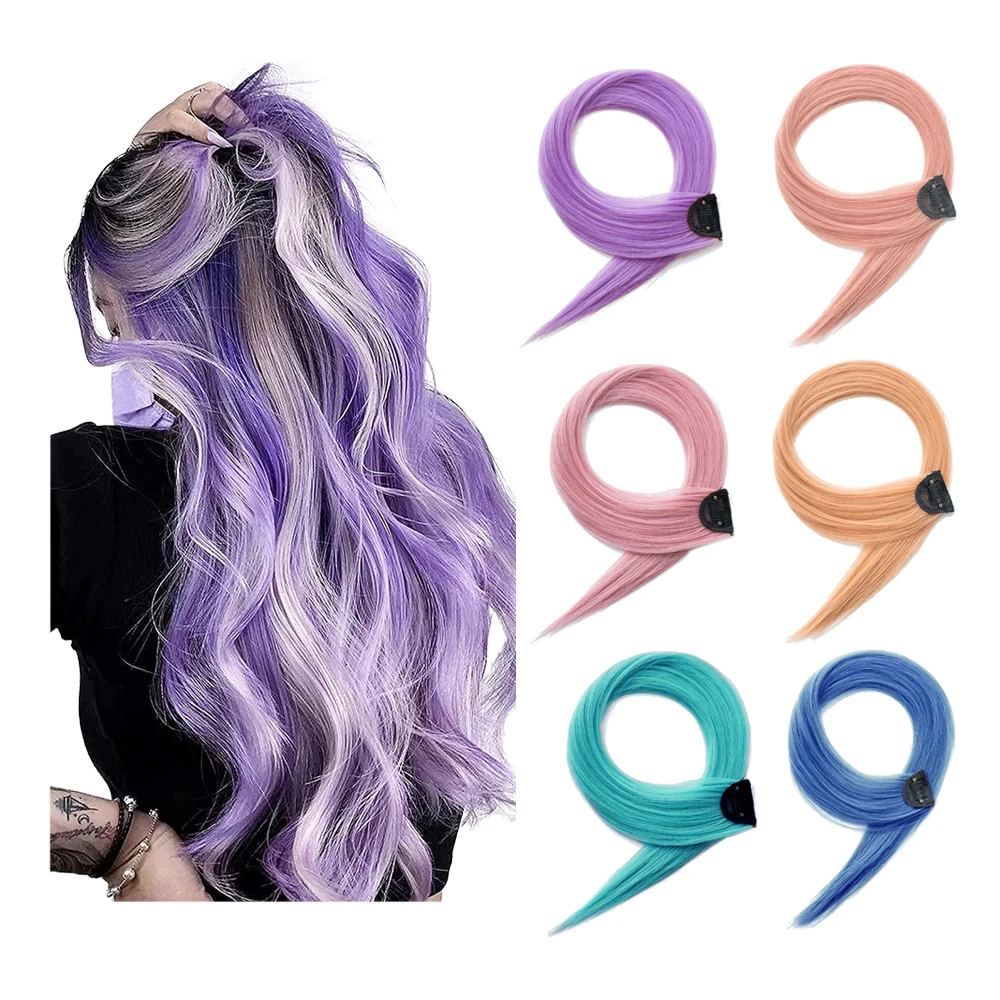 

Wholesale 24inch Long Yaki Straight Highlight Hair Piece Synthetic Seamless Colored Clip in Hair Extensions for Women