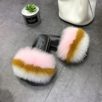 

Wholesale customized PVC summer raccoon fur slippers ur Sandals fur slides for women and toddler women fur slides, Mix color or single color