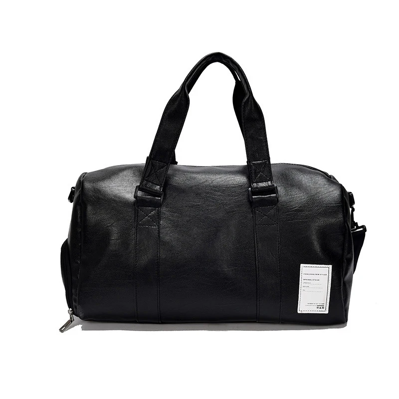 

Wholesale private label PU leather gym travel bag with shoe compartment, Customized