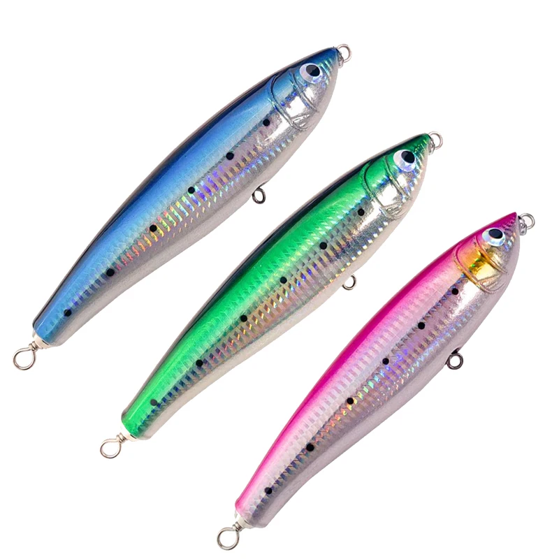 

108# Wood Lure Around 70g 180mmTopwater Wooden Stickbait GT Surface Trolling Lure Deep Sea Pencil Boat Fishing Artificial Bait, 3 colors