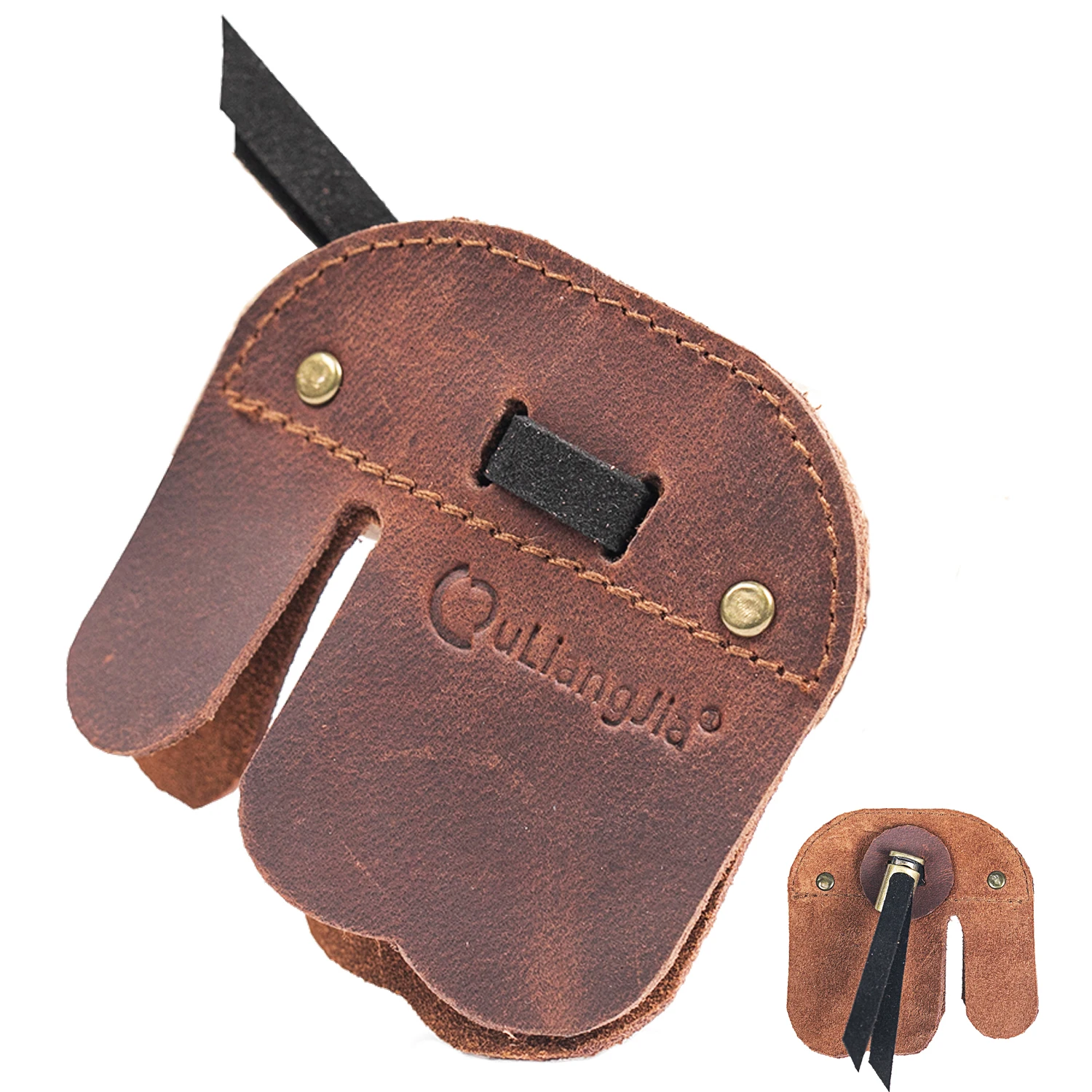 

High quality Cow Leather Ouliangjia Archery Finger Tab Finger Productor For Shooting