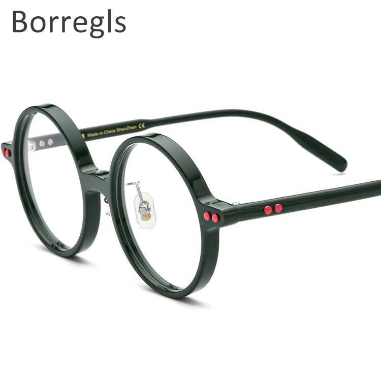 

Borregls Acetate Optical Glasses Frame for Women 2022 New Vintage Retro Round Eyeglasses Prescription Spectacles Eyewear 9158
