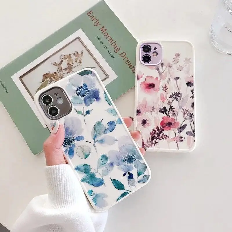 

Luxury Flower Phone Case For iPhone 11 12 Pro Max X XR XS Max 7 8 Plus Mini Soft TPU Shockproof Back Cover Coque
