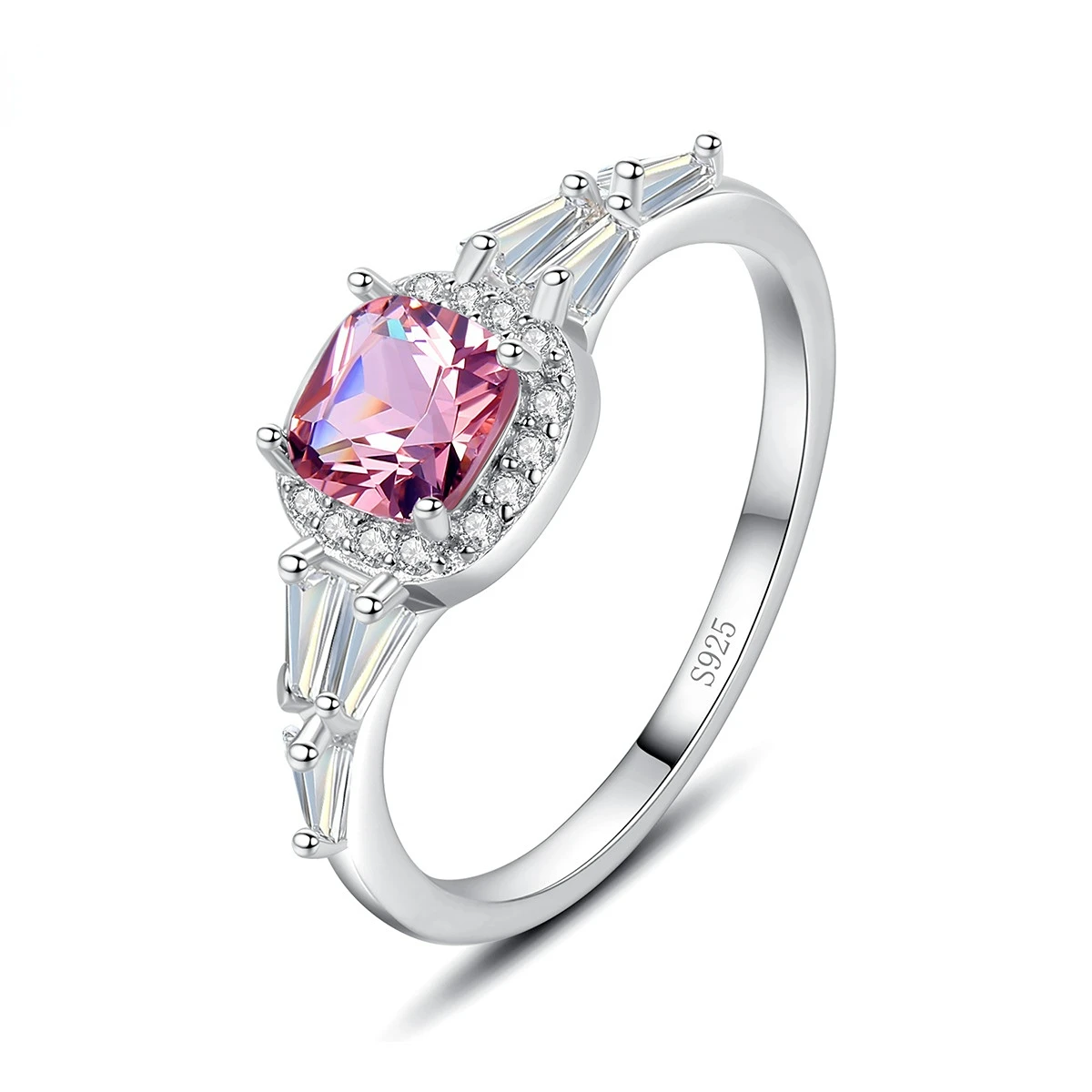 

Luxury Color gemstone Rings 925 Sterling Silver pink Morganite zircon Wedding Women fashion Fine Jewelry Sets