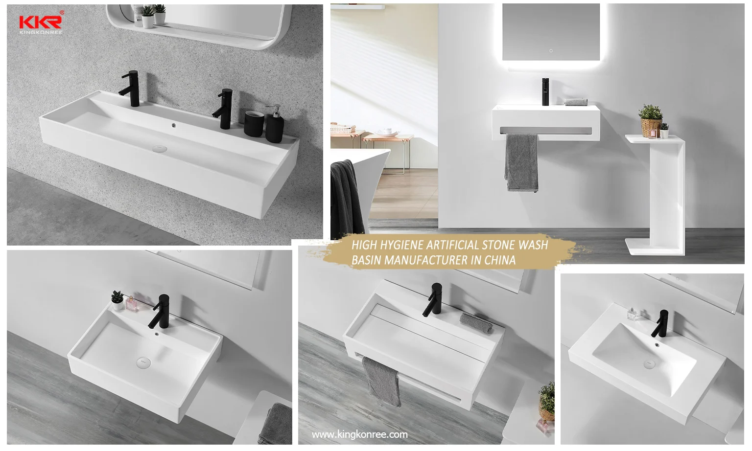 Commercial Custom Trough Sink Wall Hung Bathroom Polished Stone