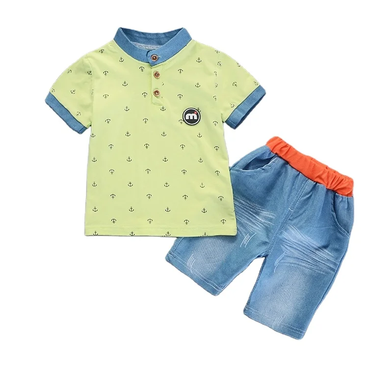 

Short Sleeve Shirt+pants 2pcs Outfits Kids Clothes Boy Set