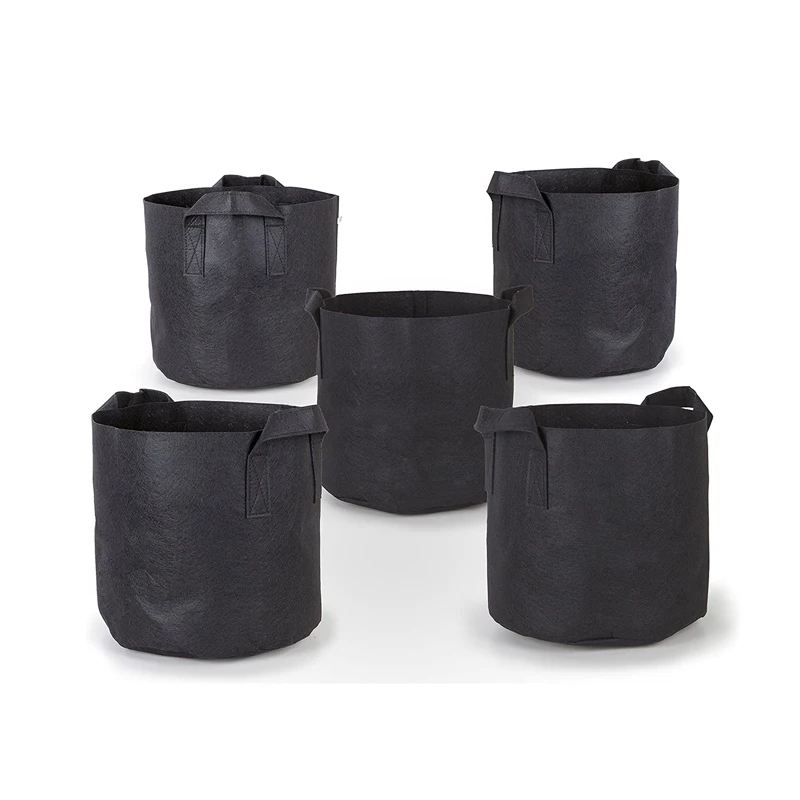 

High Quality 3 5 7 10 15 20 25 30 50 70 75 Gallon Felt Grow Bags for Garden Plant, Black