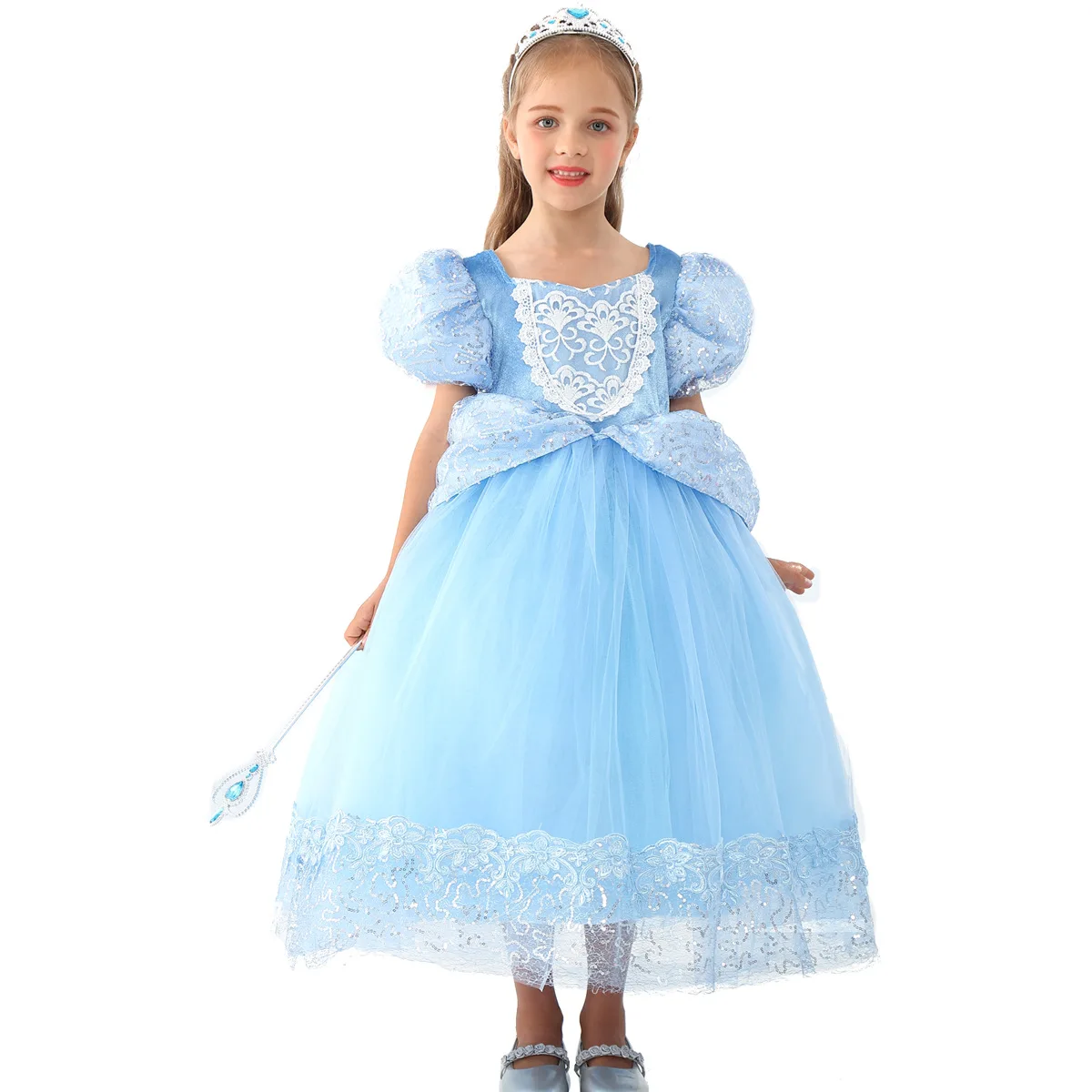 

2020 Embroidered Puff Sleeve Cinderella Girls Princess Dresses