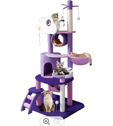 

Factory Wholesale Flower Cat Tree Tower Houses Scratches Climbing Cute Luxury Purple Pet Cat Tree