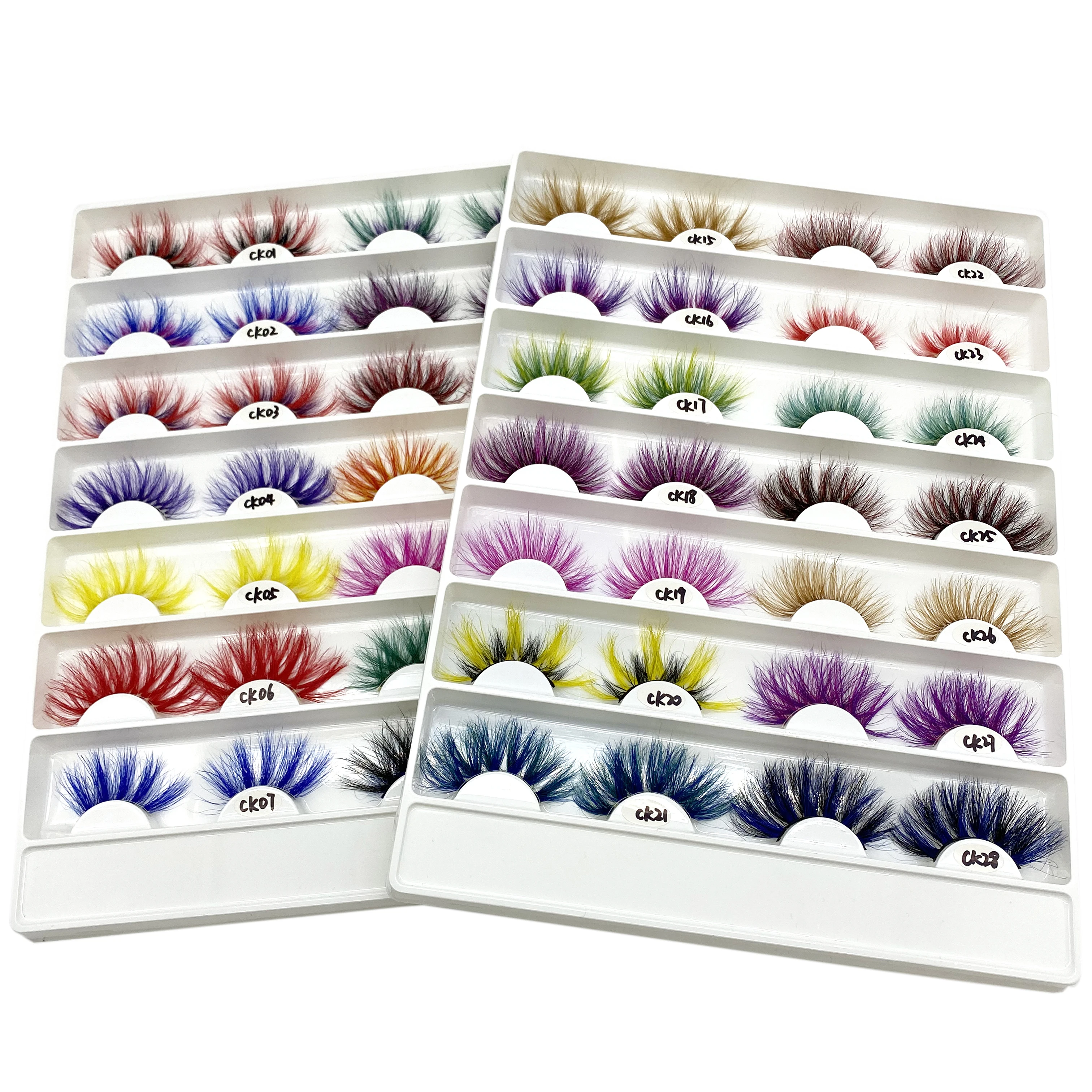 

Free Sample Private Label Colorful Lashes 3D Colored Mink Lashes Neon Lashes Dramatic Colored Mink Eyelash Wholesale