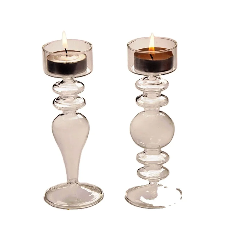 

Creative landscape candlestick European crystal high foot candlestick romantic dinner necessary decoration, Clear