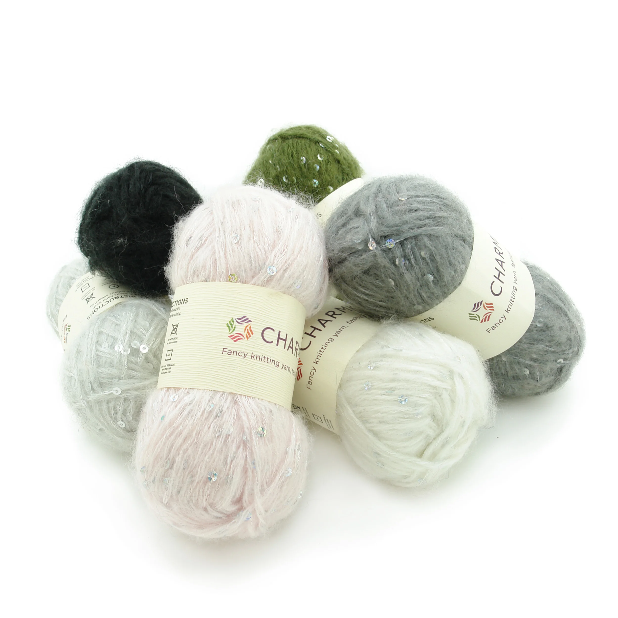 Low Price Sequin Knitting Yarn Acrylic Mohair Like Yarn Cotton Nylon