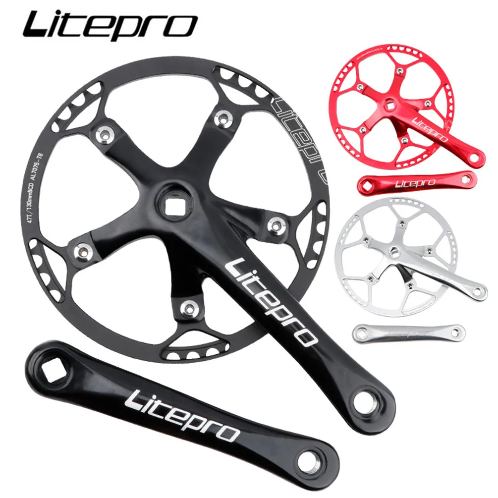 

Litepro BMX Bicycle BCD 130MM Integrated Chainwheel Crankset Single Crank For Folding Bike 45/47/53/56/58T Chain ring