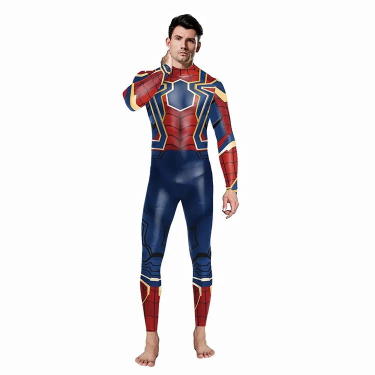 

HOT Sale Printed Halloween Superhero Spider man costumes Bodysuit Tights spiderman movies for adult