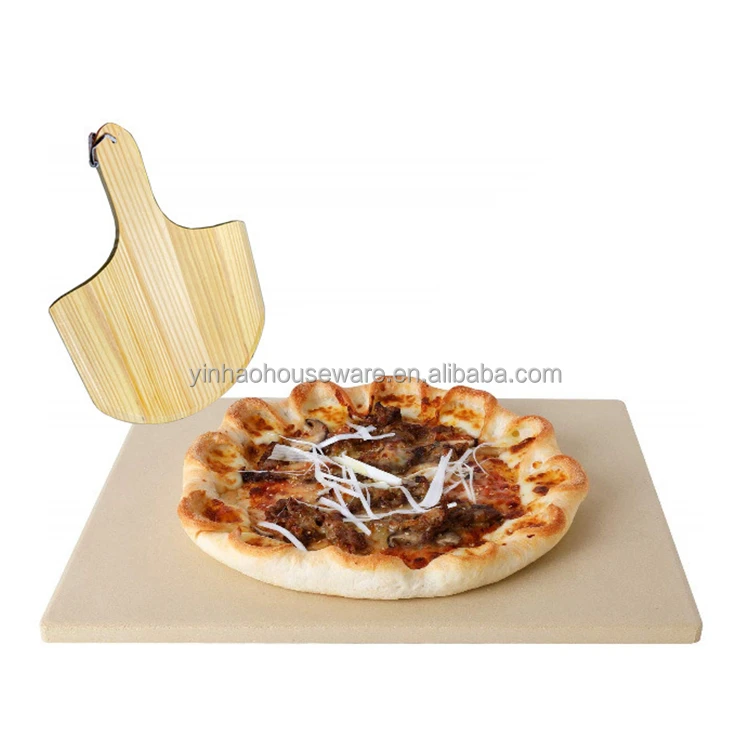 

Pack of 2 Heat Resistant Cordierite Pizza Grill Stone Grilling Refractory Pizza Stone Oven with Pizza Paddle, As shown