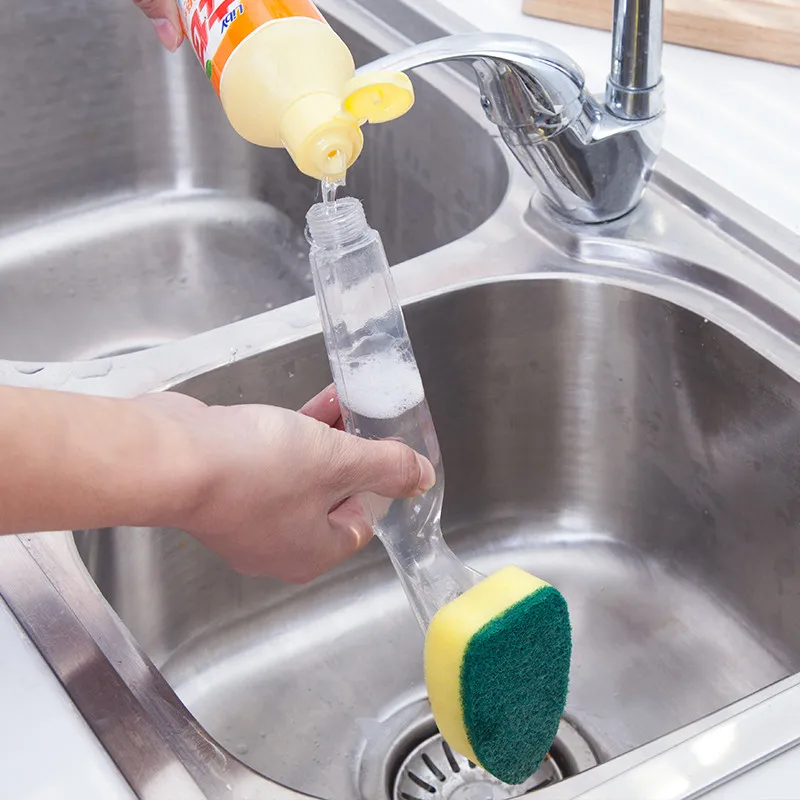 

Dishes Clean Sponge Brush Detachable Handle Bowl Pan Cleaning Brushes Tool Strong Decontamination Cleaner Kitchen Supplies