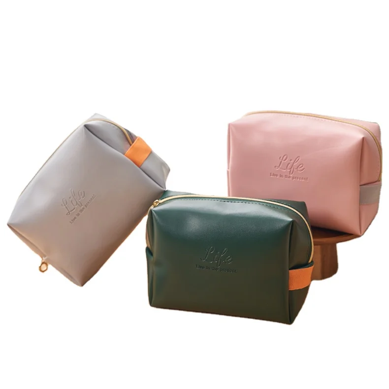 

Newest High Quality Makeup Bag Leather Pouch Cosmetic Leather Toiletry Bag, 3 colors