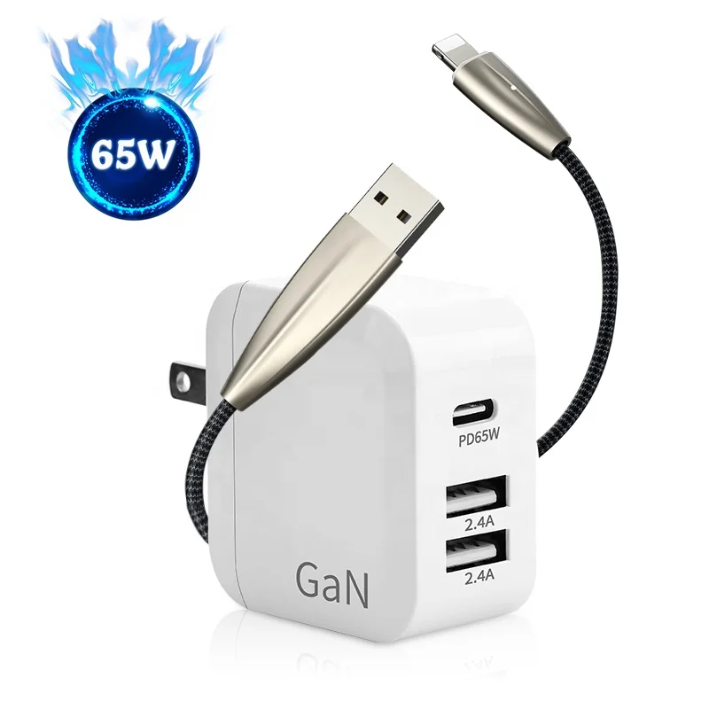 

GaN Wall USB Charger 65w gan charger QC 4.0 PD Charging PD GaN Charger 65w fast charging for IPhone Ipad Macbook pro ilepo