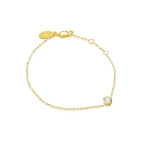 18K Gold plated Silver Fine Chain with birthstone Bracelet As Birthday Gift