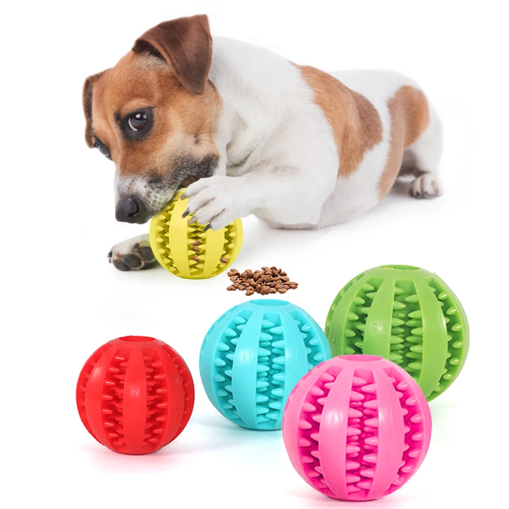 

Durable Dog Treat Toy Ball Tooth Cleaning Toy Interactive Dog Toys for Funny, As picture or