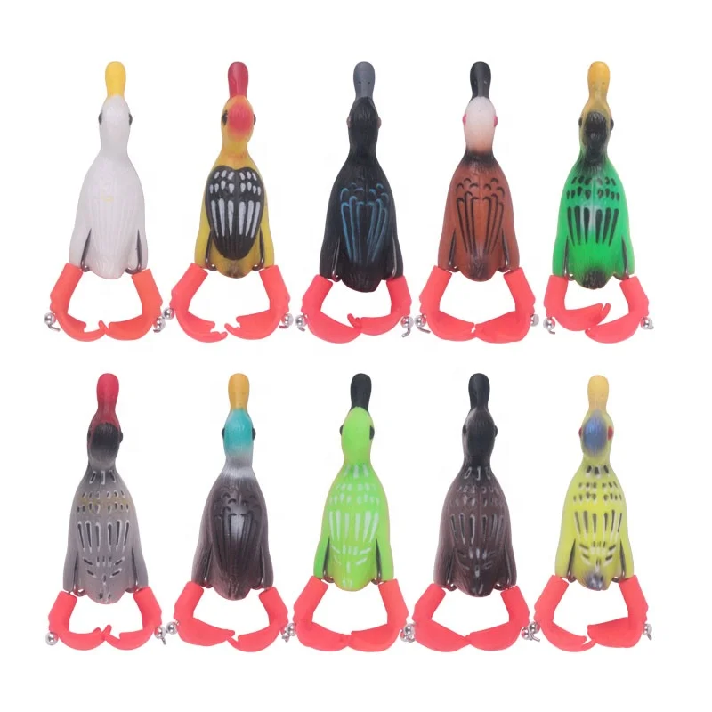 

OEM and on stocks propeller floating water rotating duck bait 9.5cm 11g soft bait frog bionic fishing bait, 10 colors