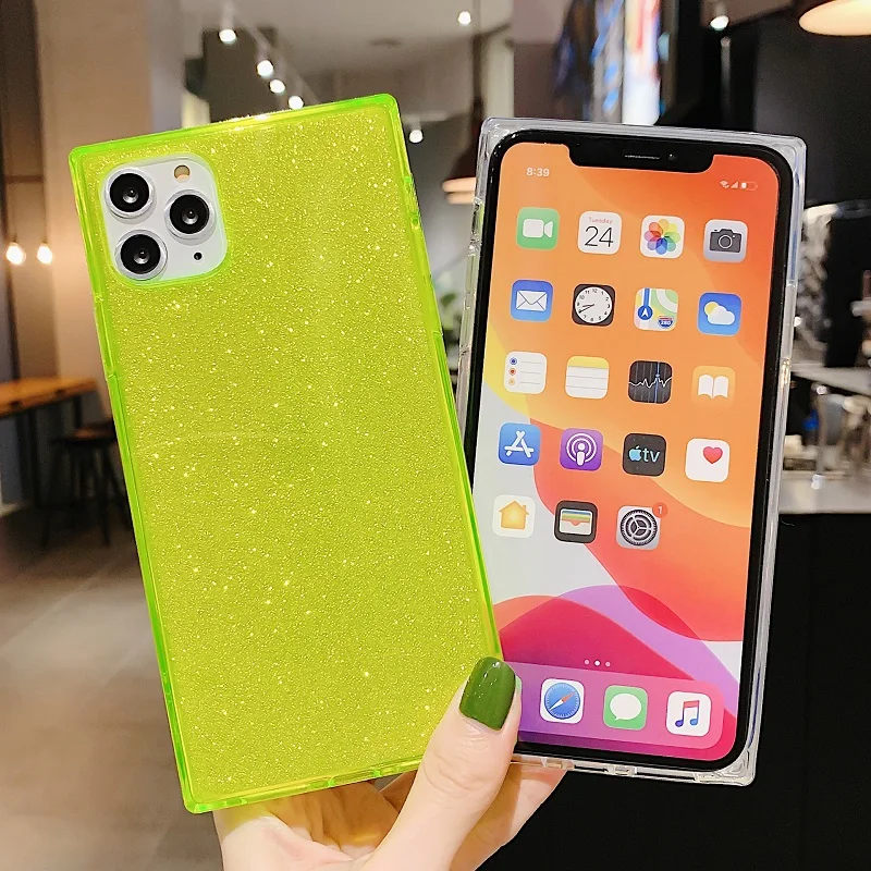 

Luxury glitter bling square design soft tpu for iphone x xr xs phone back cases, for iphone 12 pro max case sparkly