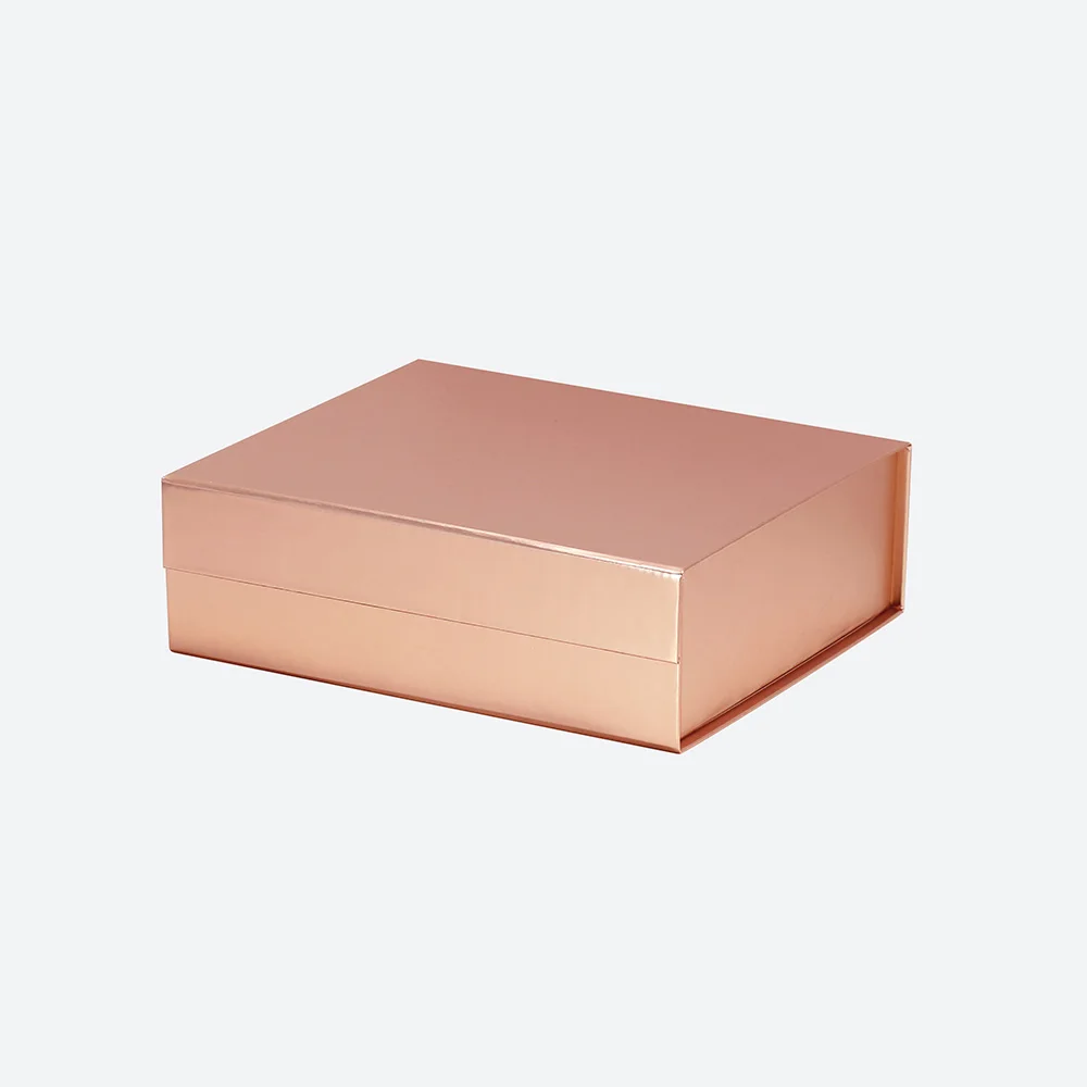 Customize logo printing new A5 square rose gold recyclable cardboard gift box with magnetic lid