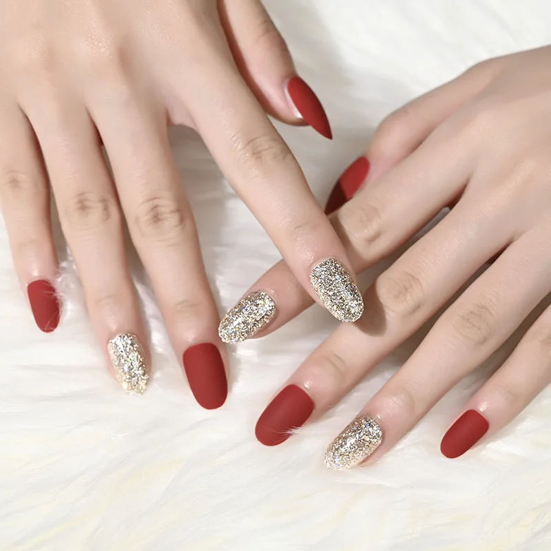 

Top Selling 2021 30Pcs/box matte artificial nails Stickers Removable UV Wearable Designer Press On Nails Wholesale For Girls