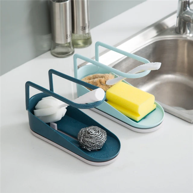 

Free Combination Plastic Drain Rack Adjustable Double Pole Rack Household Storage Tool, As photo