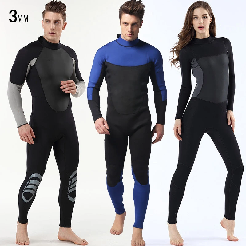 

Spot Goods Fast Ship Delivery Men Women 3mm Neoprene Back Zipper Plus Size Full Body Cover Sun UV Protection Surf Diving Wetsuit