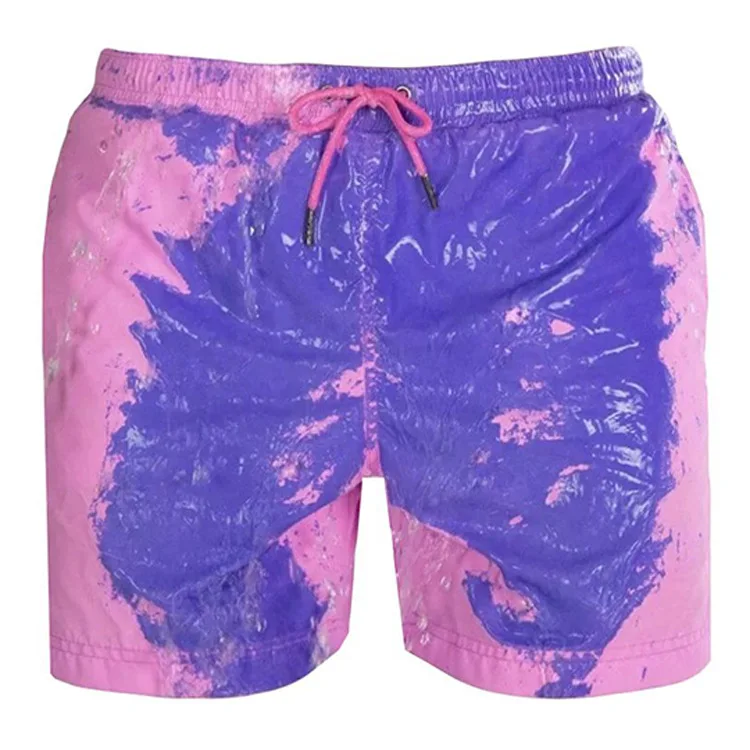 

Custom Logo Color Changing Beach Shorts Mens Plus Size Quick Dry Sports GYM Shorts, As below