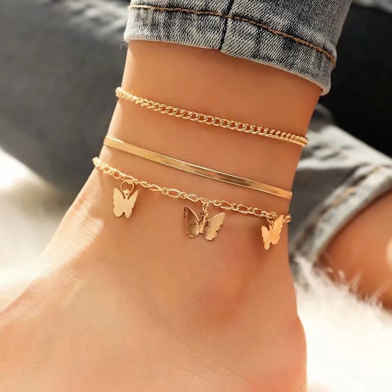

Hainon Bohemian Anklet Sets Women Foot Accessories Ankle Bracelet Fashion Butterfly Summer Beach Anklets Foot Jewelry