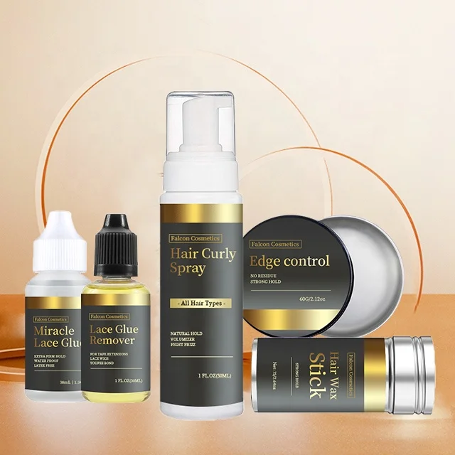 

5pcs/Set Gold Contains Edge Control Hair Stick Wax Hair Protection Spray Glue Remove Hair Glue Lace Wig Adhesive Lace Wig Glue