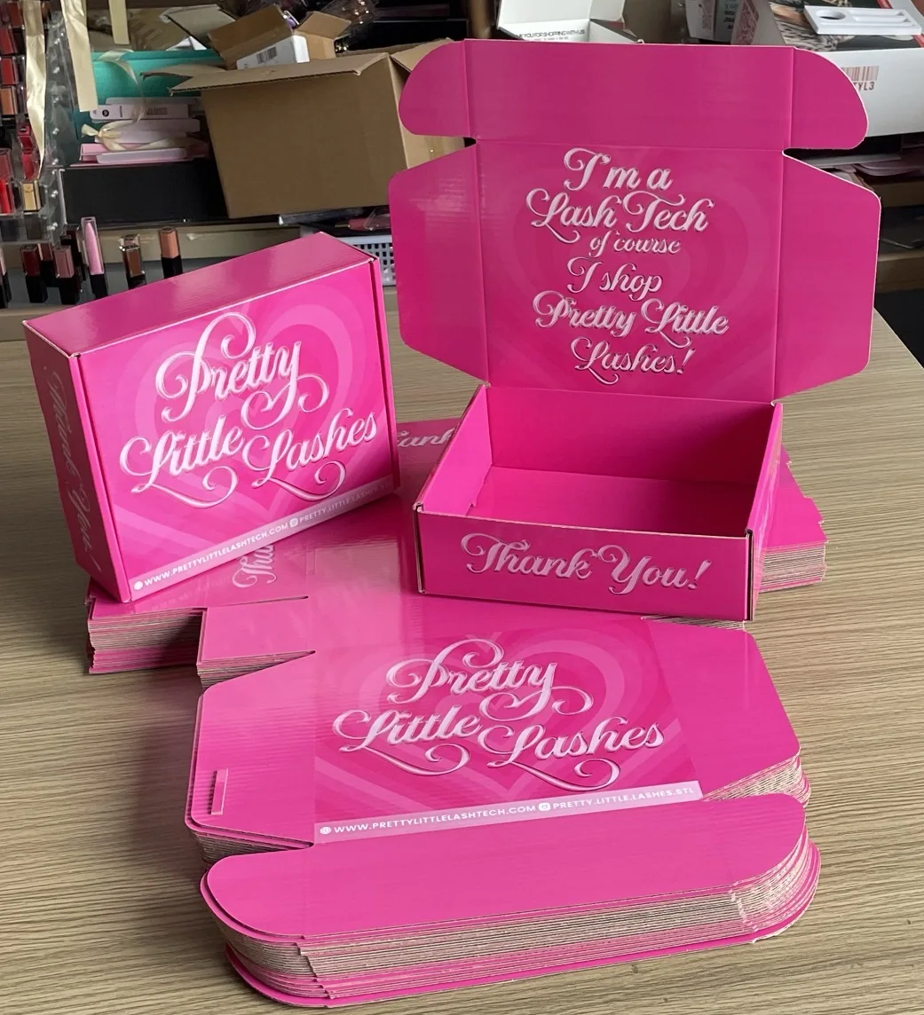 Custom Printing Rigid Pink Product Packaging Corrugated Gift Wrap Shipping Paper Boxes