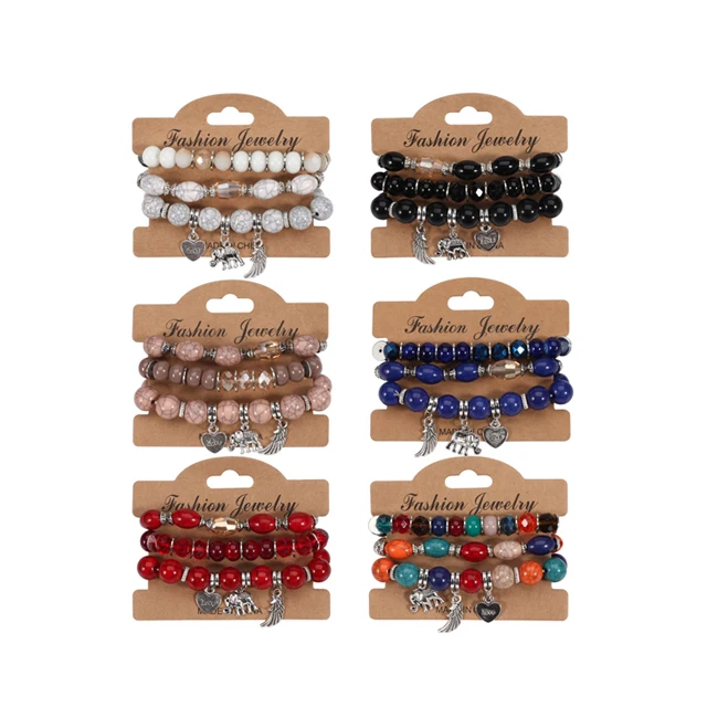 

Bohemian Stackable Beads Bracelets for Women Stretch Multilayer Stack Jewelry Colorful Beaded Bracelets Charm Tassel Bangles.