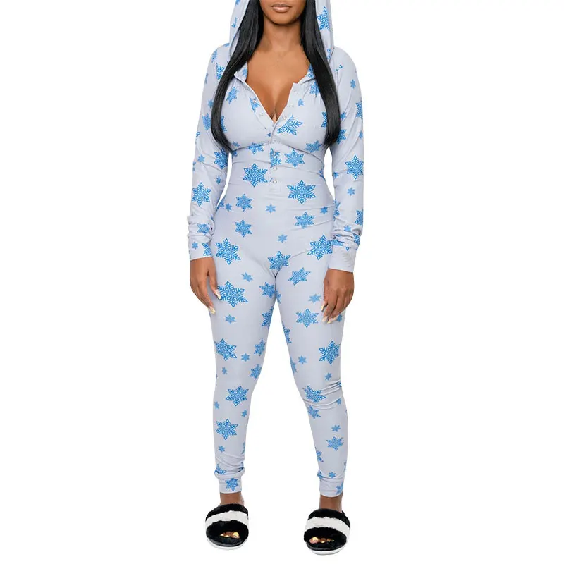 

21111-SW58 Deep v cute print home wear breathable pajamas jumpsuits women sehe fashion, 1 colors