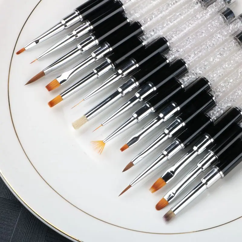

Nail Pen Set Color Painting Flower Drawing Pen Phototherapy Gradient Pen Smudge Nail Tool Brush, Black