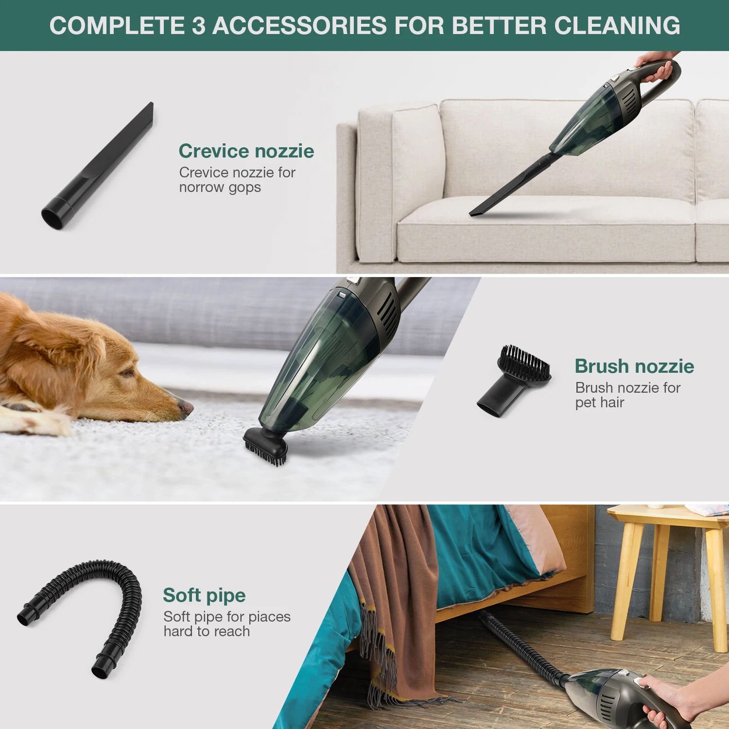 
120W 8000pa Handheld Home Vacuum Cleaner HEPA Filter Mini Portable USB Rechargeable Cordless Wet Dry Use 2200mAh 