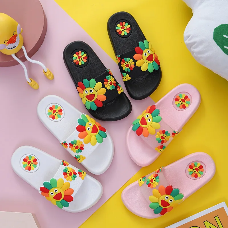 

Sunflower children's sandals and slippers for home indoor and outdoor wear boys and girls cute cartoon kids slippers, White/black/pink