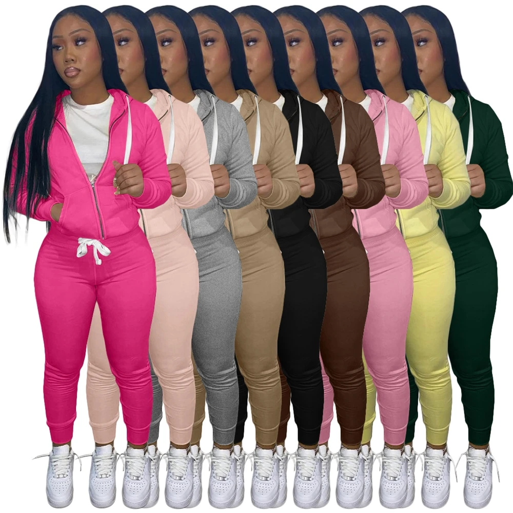 

EB-2022 new09Hood Crop Coats Jackets Set 2 Piece Pant Sets Tracksuits Joggers Women Fashion Trendy Two Piece Pant Set Clothing Outfits