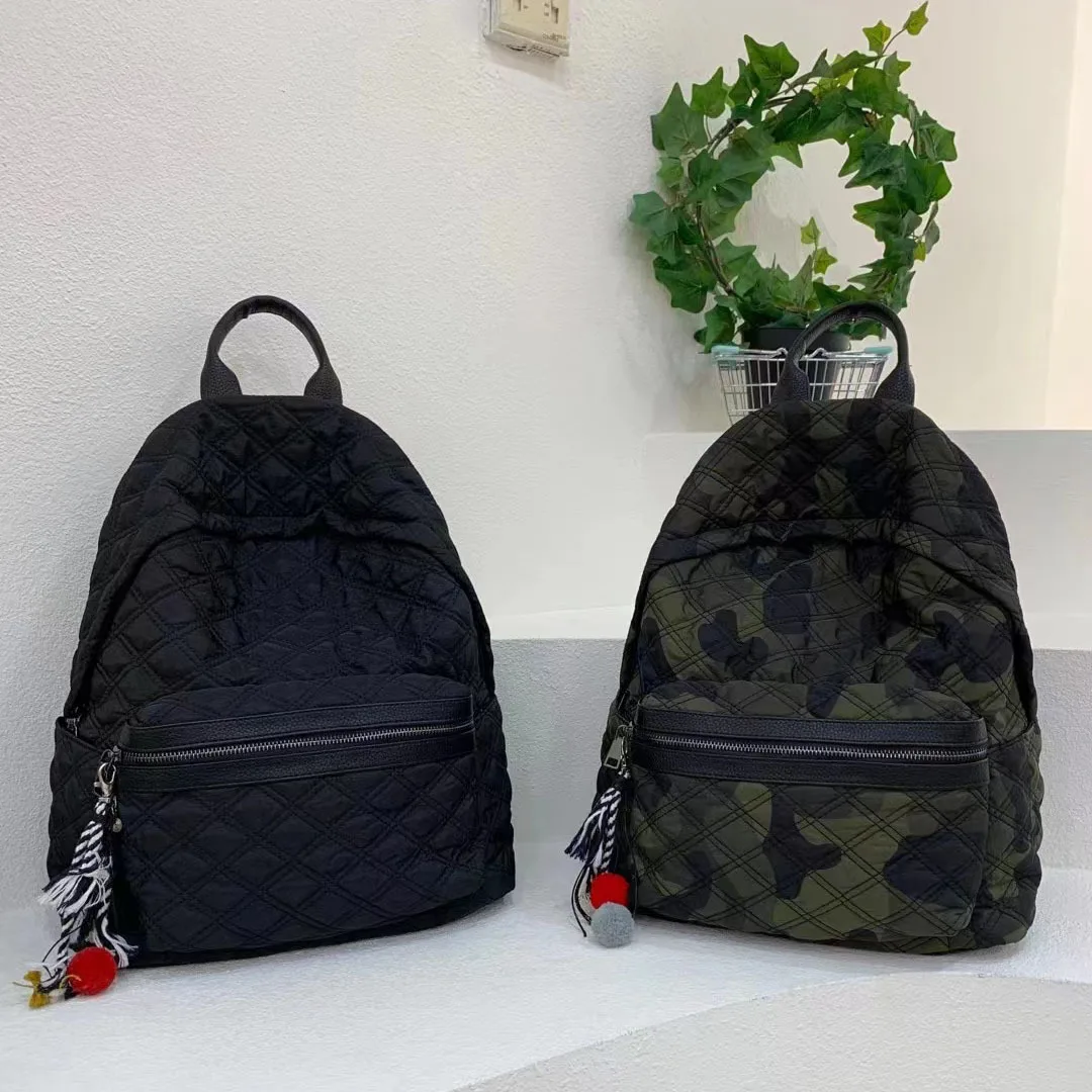 Hot Sale New Women Autumn Winter Multi Function Puffer Backpack Camo Black Star Puffer Camouflage Backpack  for Women