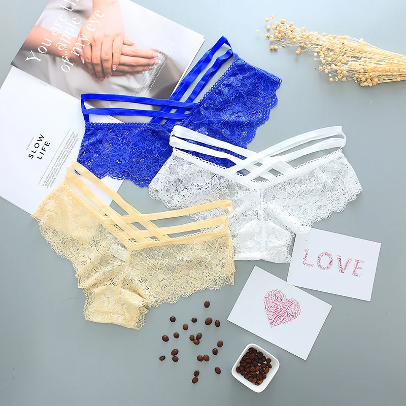 

Sexy Panties Women Lace Low-rise Solid Sexy Briefs Female Underwear Pant Ladies Cross strap thong Nylon Spandex Lingerie