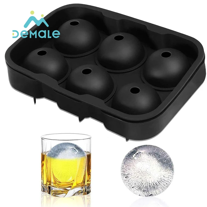 

2020 Amazon hot selling 6 diamond silicone ice ball mold tray, White, black or customized color